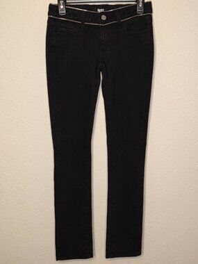 PAIGE Jimmy Jimmy Skinny Black Jeans Zipper Trim Detail, Size 23